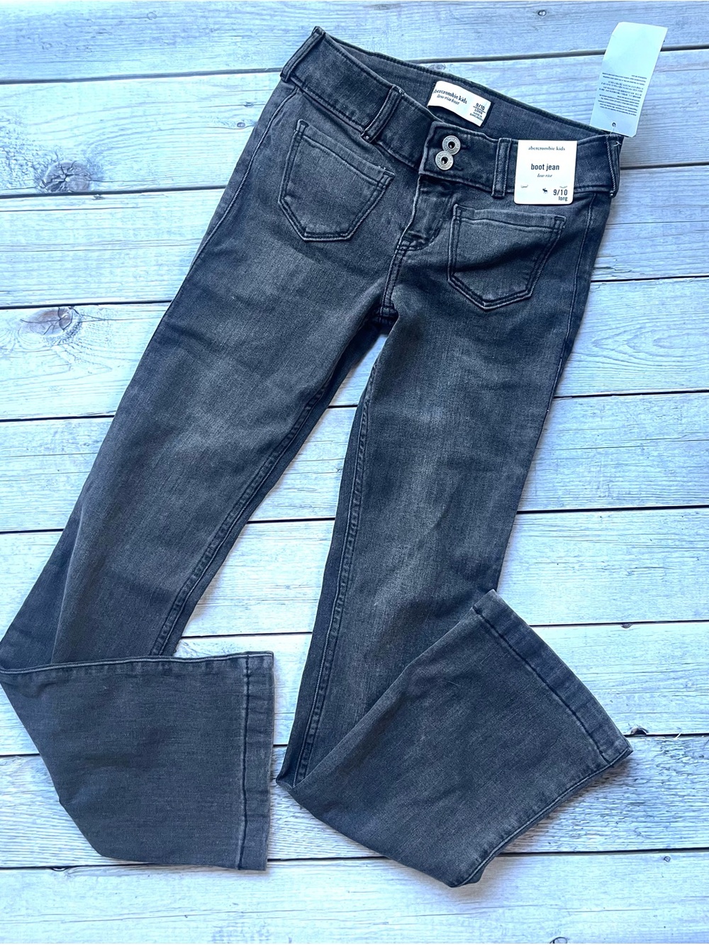 NWT Abercrombie Kids Gray Wash Bootcut Jeans